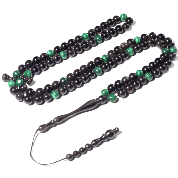 The InterMix Malachite With Black Obsidian 100 Beads 8MM